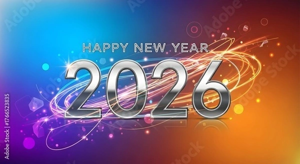 Obraz Elegant New Year 2026 Celebration with Vibrant Background and Festive Design