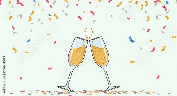 Fototapeta Celebratory Toast with Champagne and Confetti for Special Occasions.