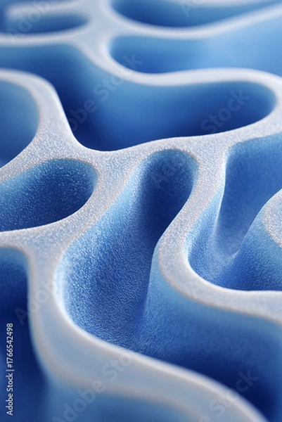 Fototapeta Organic Foam-Like Letter Shapes Flowing Through Curving Channels with Crystalline Frost Edges – Abstract Poster Background