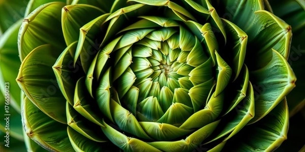Obraz Close-up of artichoke heart revealing intricate spiral pattern of bracts, illustration, design element