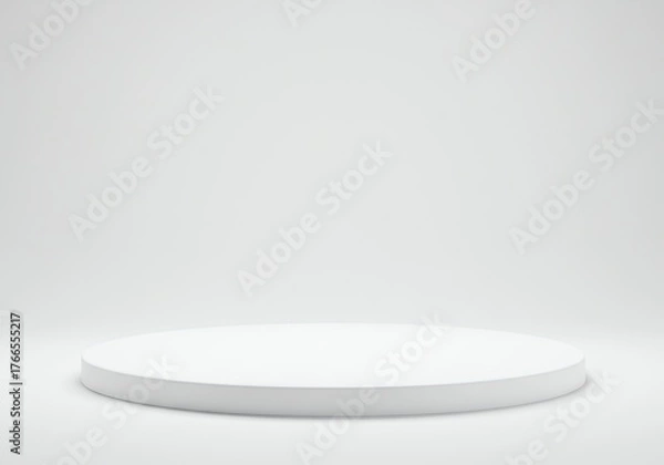 Fototapeta White Round Podium Stage Presentation Mockup Minimal Background