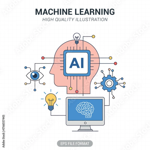 Fototapeta Trendy design icon of machine learning