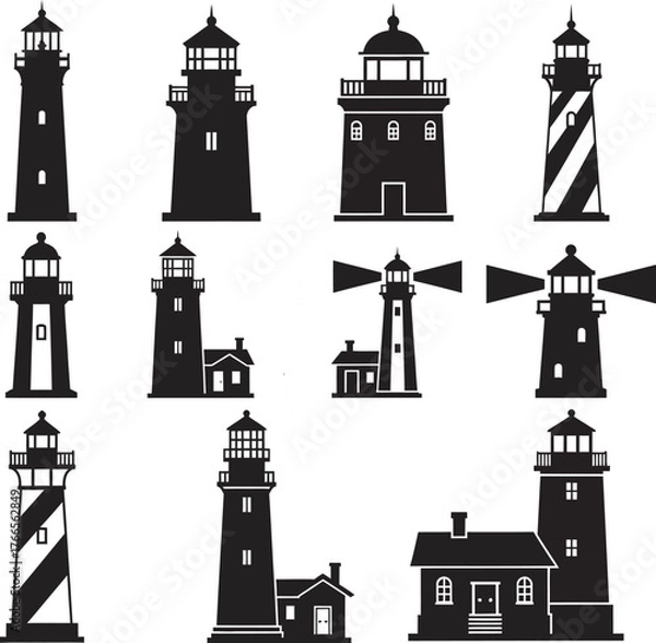 Fototapeta lighthouse silhouette vector