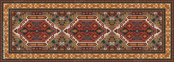 Obraz Vertical carpet, geometric pattern, standard Persian pattern carpet