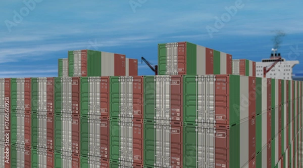 Obraz Italy export containers on cargo ship