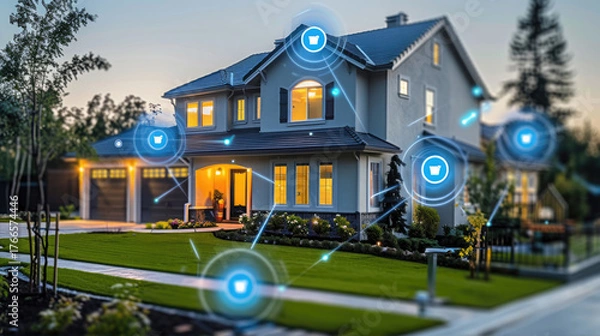 Fototapeta Modern Smart Home with Connected Devices