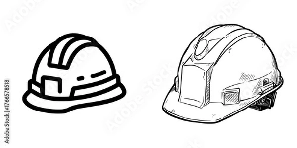 Fototapeta Icon representing a safety helmet for construction work in a modern illustration