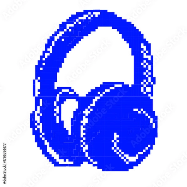 Fototapeta 8 bit headphone icon. Pixel art object. Old school vintage game graphic. Vector stock illustration. isolated on a white background.