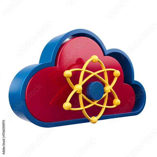 Fototapeta Cloud computing integrates quantum technology to enhance data processing and storage capabilities in innovative ways