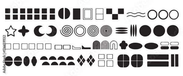 Fototapeta Geometric shapes and patterns on vector icon set