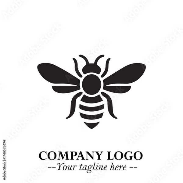Fototapeta Stylish Bee Logo Symbol in Black on White Background with Minimalist and Modern Elegant Design
