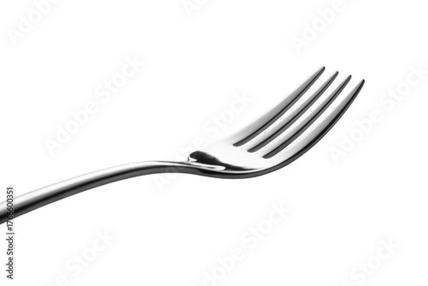 Fototapeta A single silver fork isolated on transparent background