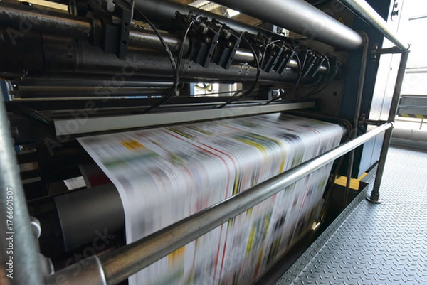 Obraz roll offset print machine in a large print shop for production of newspapers & magazines