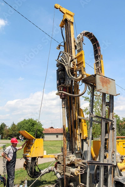 Obraz Worker Operates The Geothermal Drilling Machine