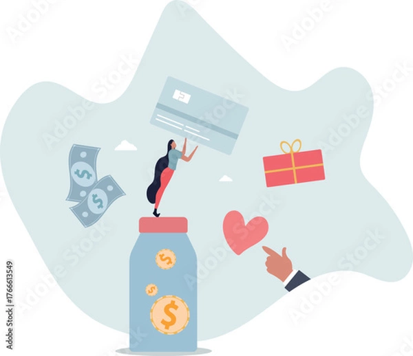 Fototapeta Charity donation and money sharing for support and help .life and employment of people.