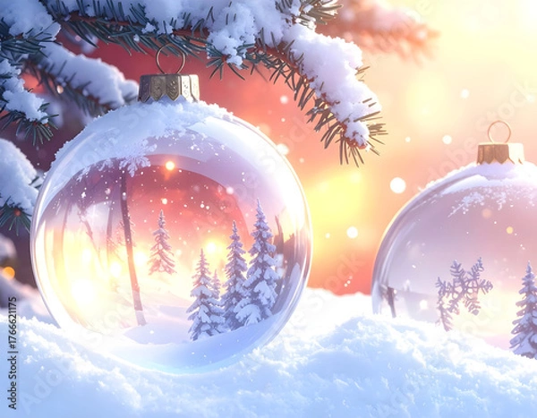 Obraz Christmas balls in the snow