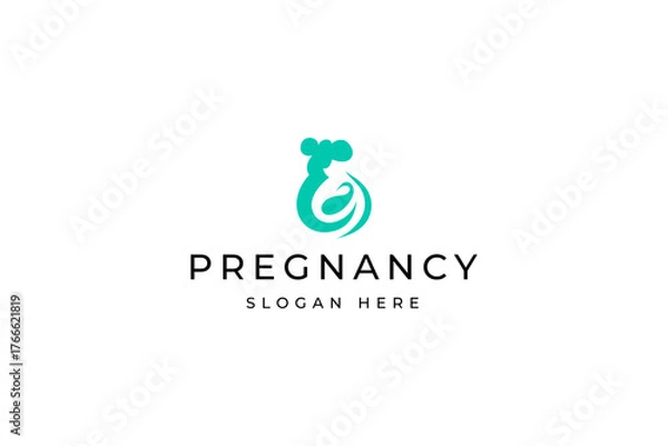 Fototapeta Abstract pregnancy logo with linear concept outline vector design template