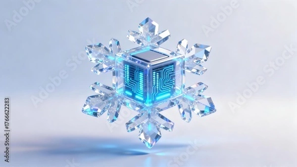 Obraz Advanced Cooling Technology Processor Core Inside Ice Crystal Snowflake for Data Center Performance