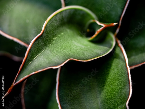 Fototapeta pointed tip of thick plump leaves of Sansevieria plant