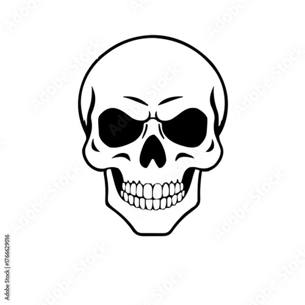 Fototapeta Halloween – Spooky Creatures & Characters (BW Outline) – skull simple front view