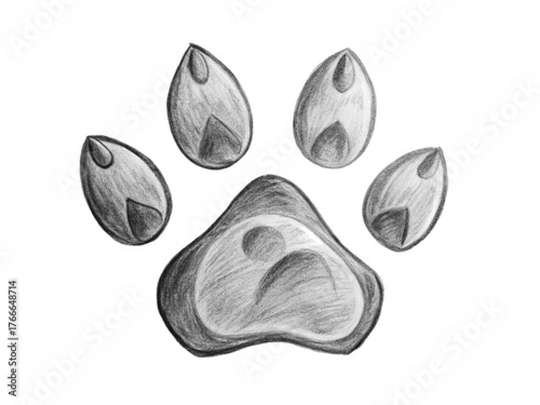 Fototapeta Hand drawn paw print isolated on transparent background, a charming and whimsical design