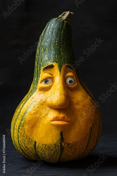 Obraz Carved Squash with Expressive Face – Whimsical Autumn Character