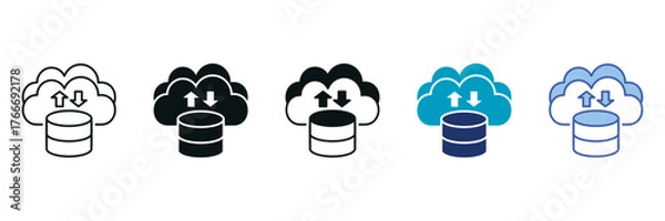 Obraz Cloud Computing Icon Set Consisting of Multiple Styles Vector Illustration