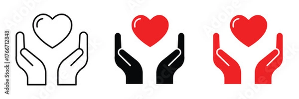 Fototapeta hands holding heart icon. card icon set. vector illustration 