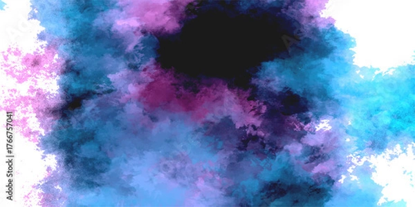 Obraz An abstract watercolor texture with colorful water drops suggesting a purple and blue galaxy cloud with star light. fire, color, art, storm, clouds, illustration, star, animation, fractal, pattern, 3d