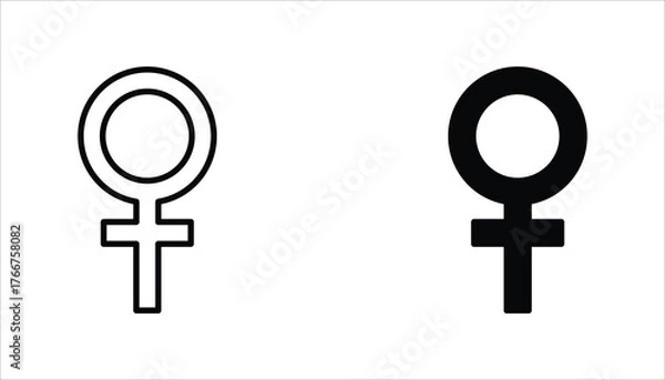 Fototapeta Female gender icon set. Single line Female gender icon vector background. Vector illustration for web design. Isolated on white background.