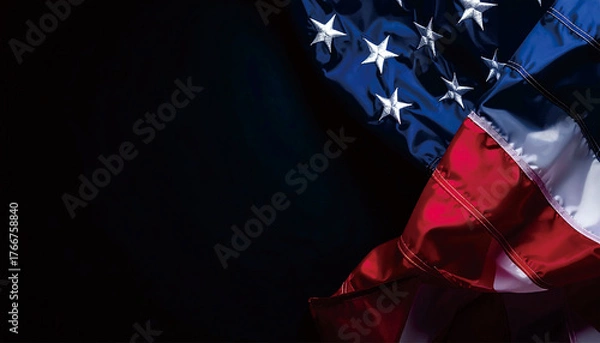 Obraz Elegant American Flag Draped on Black Background Concept