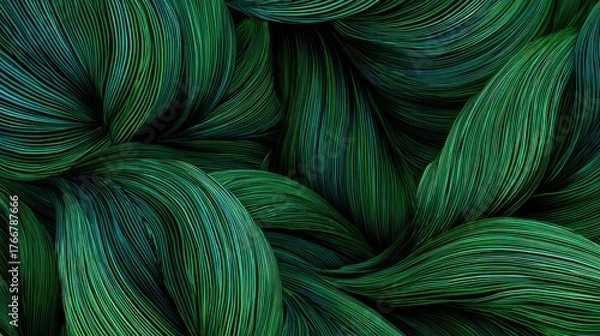 Fototapeta green flow of lines with dark green backgrounds
