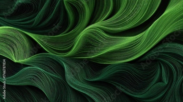 Fototapeta green flow of lines with dark green backgrounds

