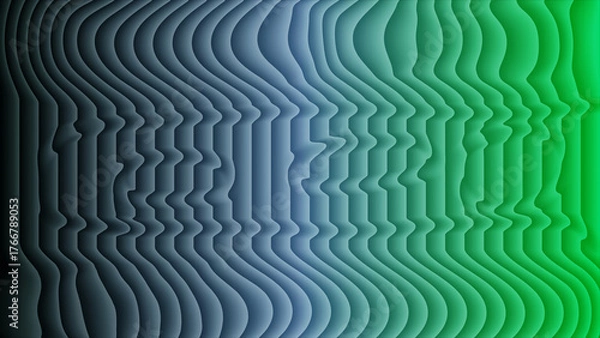 Obraz Wavy Gradient Transitioning from Blue to Green Abstract Shapes background