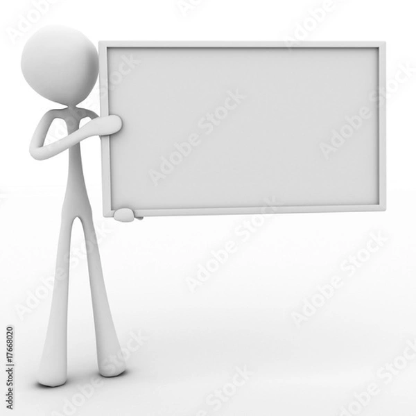 Obraz Character holding blank sign