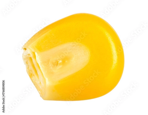 Fototapeta A close-up shot of a single corn kernel, showcasing its golden yellow color and textured surface against black