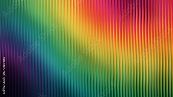 Fototapeta Vibrant rainbow spectrum of colors fading across a textured vertical ribbed surface background