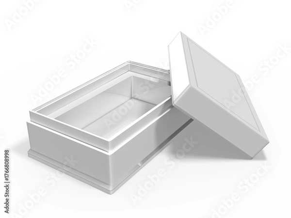 Obraz 3d weiße Box, mit Deckel auf transparenten Hintergrund	