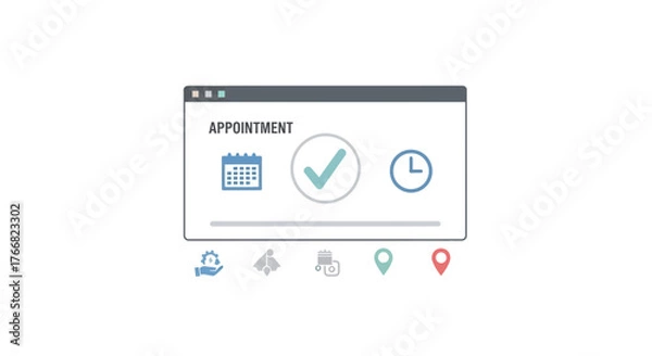 Fototapeta Streamline your scheduling with this modern appointment booking interface, featuring calendar, checkmark, and clock icons for seamless planning and confirmation.
