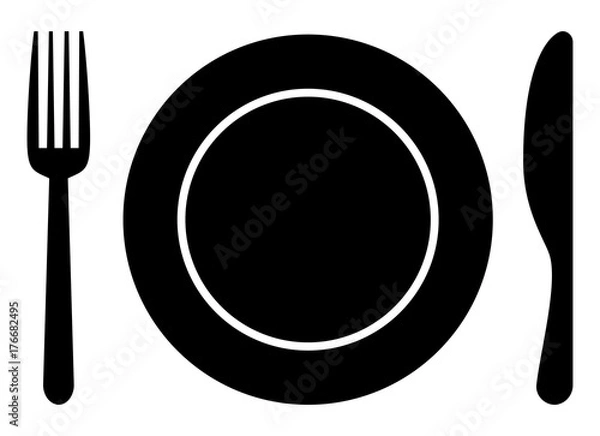 Obraz Fork, knife and dish 