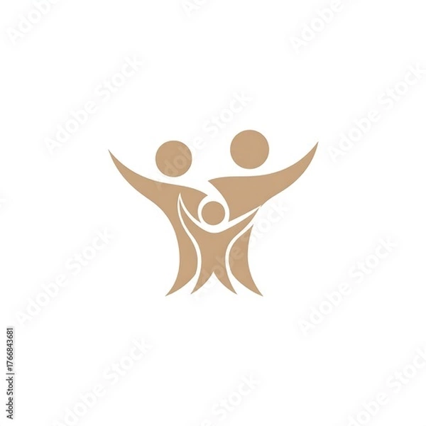 Fototapeta Stylized, abstract illustration of a family of three embracing