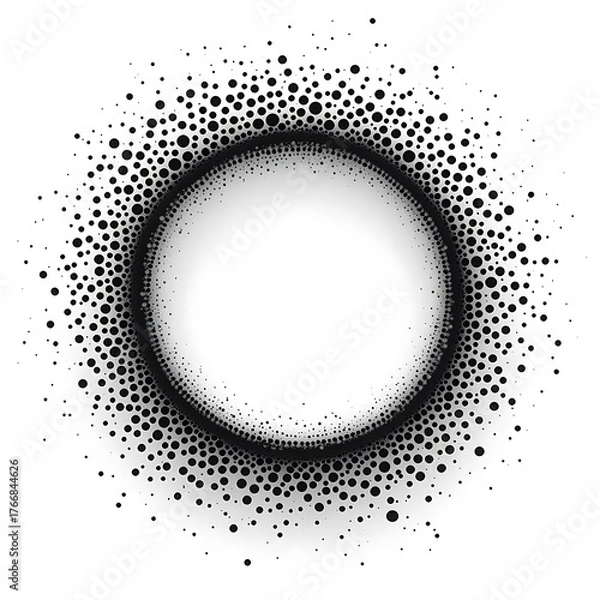 Obraz Circular Frame Made Of photo Black Dots On White Background abstract border