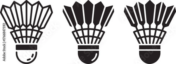 Obraz Badminton Shuttlecock Badminton shuttlecock icon vector silhouettes,