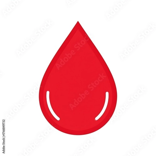 Fototapeta Stylized, isolated illustration of a single drop of red liquid
