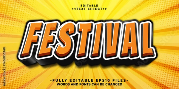 Fototapeta 3d festival bold text effect.typhography logo