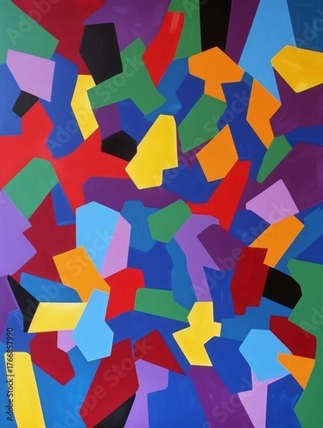 Obraz The image showcases a vibrant and abstract geometric pattern filled with sharp, angular shapes