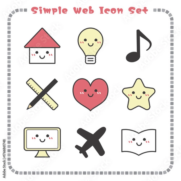 Obraz シンプル可愛いウェブアイコンセット