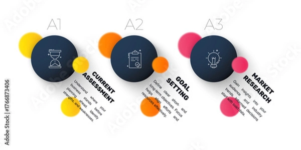 Obraz Circle vector infographic template with three steps and options for annual reports, presentations, advertising, chart. Modern business illustration.