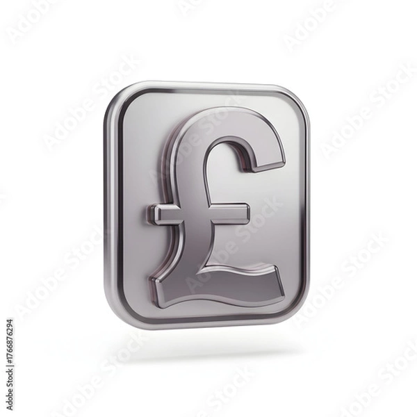 Fototapeta 3d icon of pound sterling currency symbol icon isolated on white background