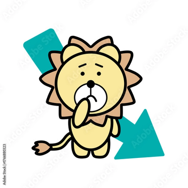 Obraz ライオンと下矢印　イラスト
